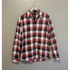 American Eagle Mens Medium M Plaid Flannel Shirt Heavyweight Cotton Button AE